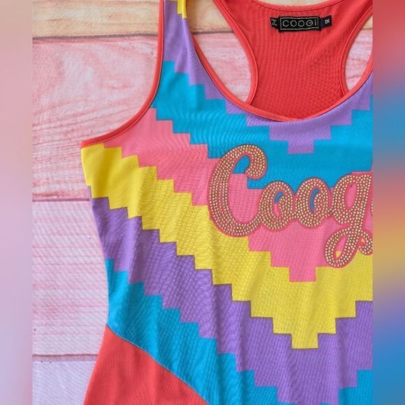 Coogi Colorful Chevron Embellished Maxi Dress 1X Bodycon Vintage 90s Plus Size - Picture 2 of 7